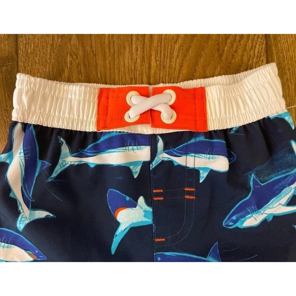 Wonder Nation Boys 12 Months Swim Trunks Swimming Suit Shorts Blue Fish Shark